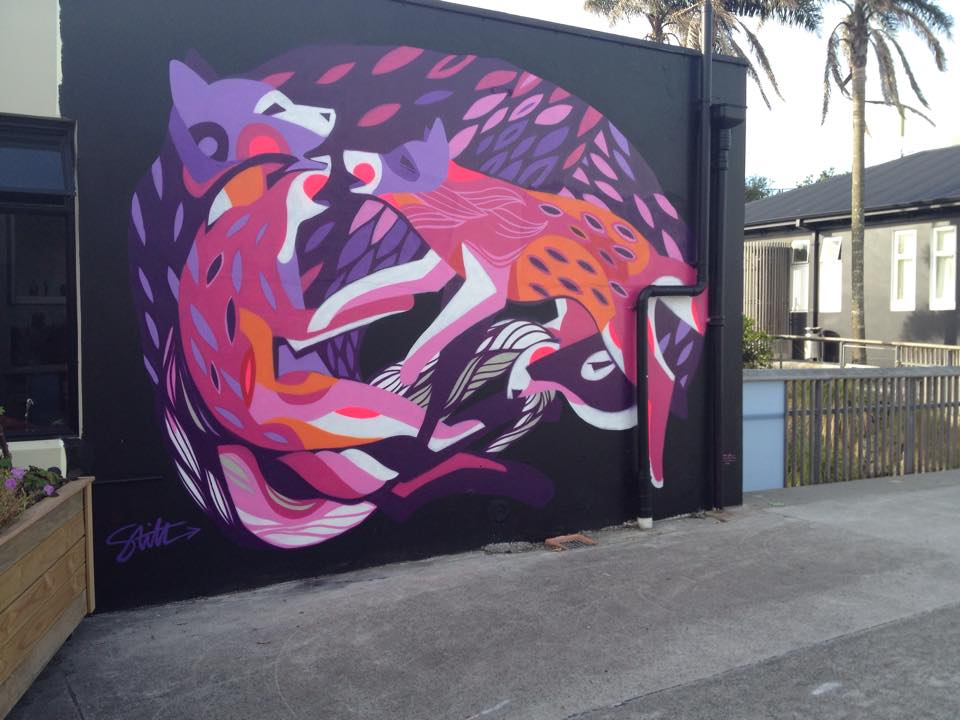 Colorful street art mural