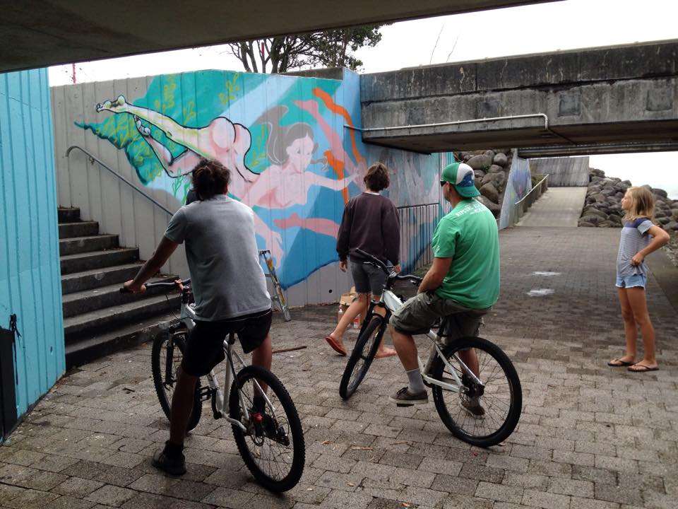 Dynamic street art with movement and energy