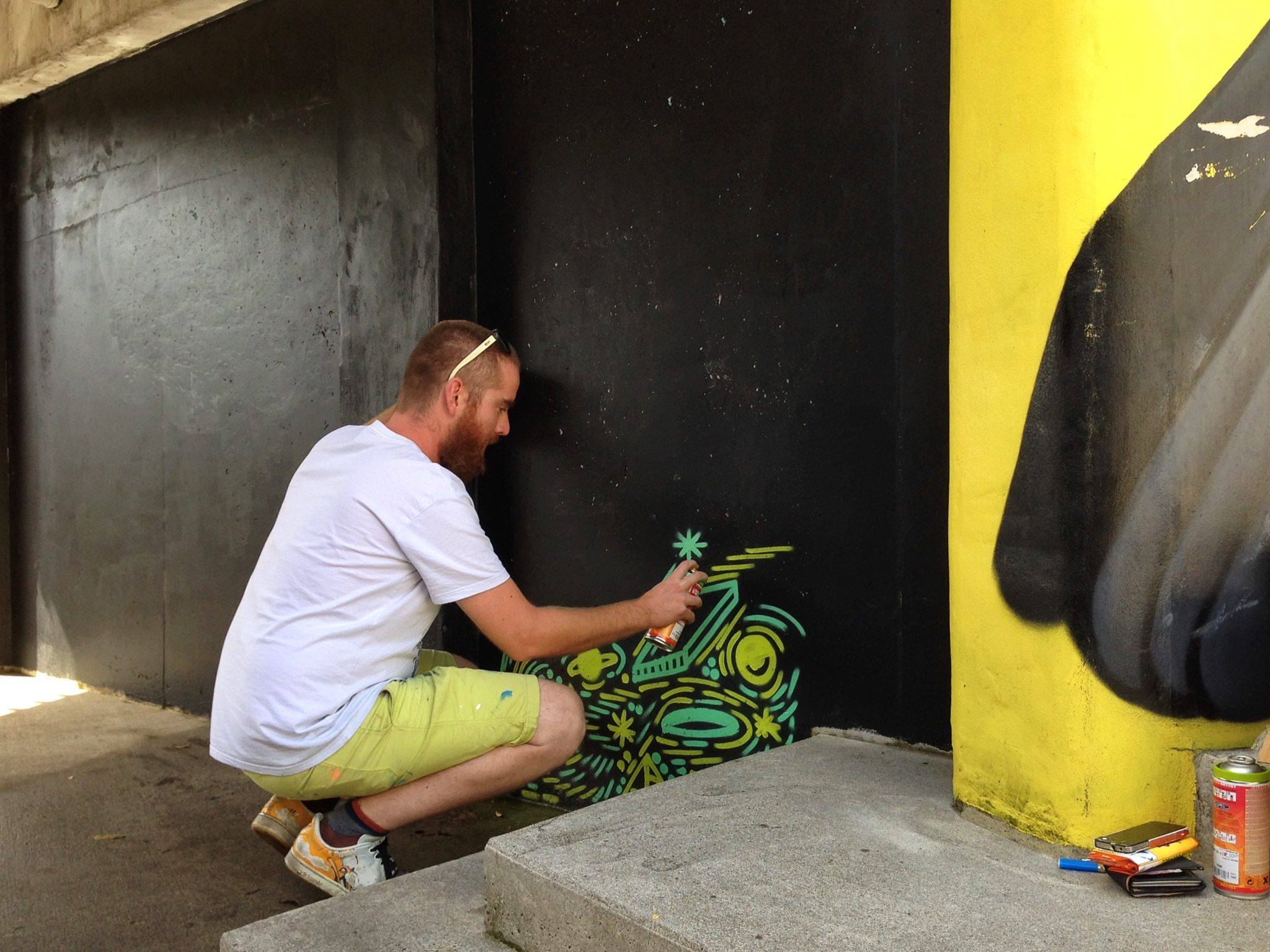 Artists painting murals